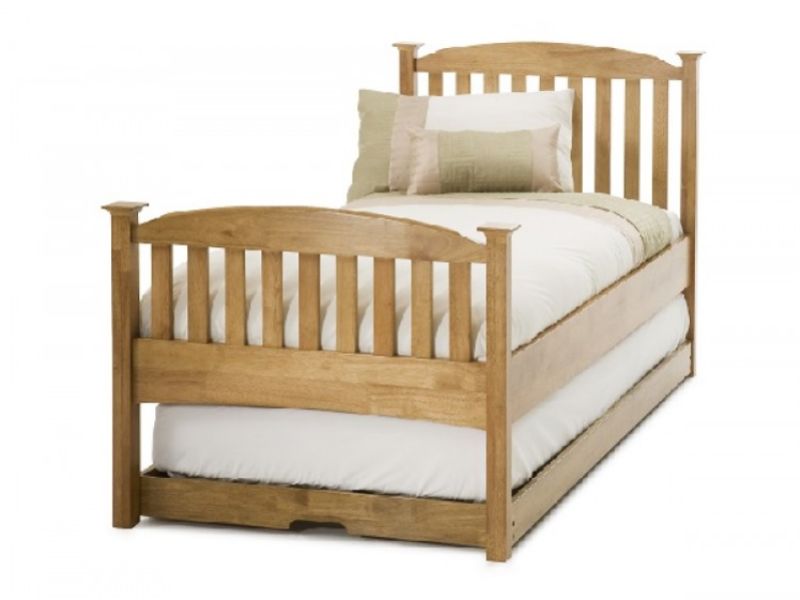 Serene Eleanor 3ft Single Oak Finish Wooden Guest Bed Frame with High Footend