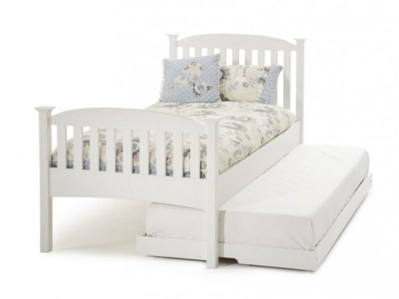 Serene Eleanor 3ft Single White Wooden Guest Bed Frame with High Footend