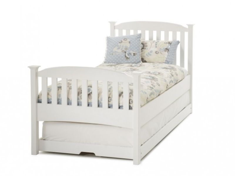 Serene Eleanor 3ft Single White Wooden Guest Bed Frame with High Footend