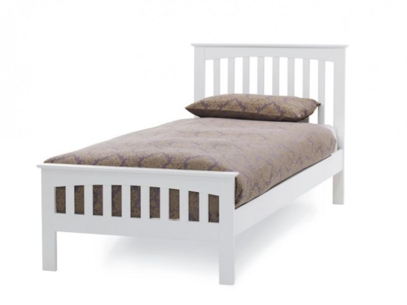 Serene Amelia 3ft Single White Wooden, Full Size White Wooden Bed Frame With Headboard