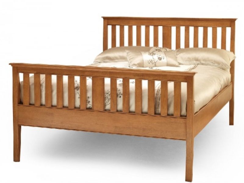 Serene Grace 4ft6 Double Cherry Wooden Bed Frame with High Foot End