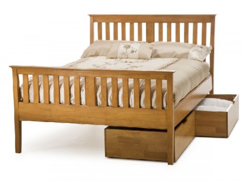 Serene Grace 4ft6 Double Cherry Wooden Bed Frame with High Foot End