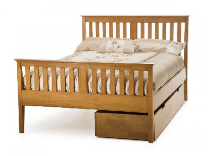 Serene Grace 4ft6 Double Cherry Wooden Bed Frame with High Foot End
