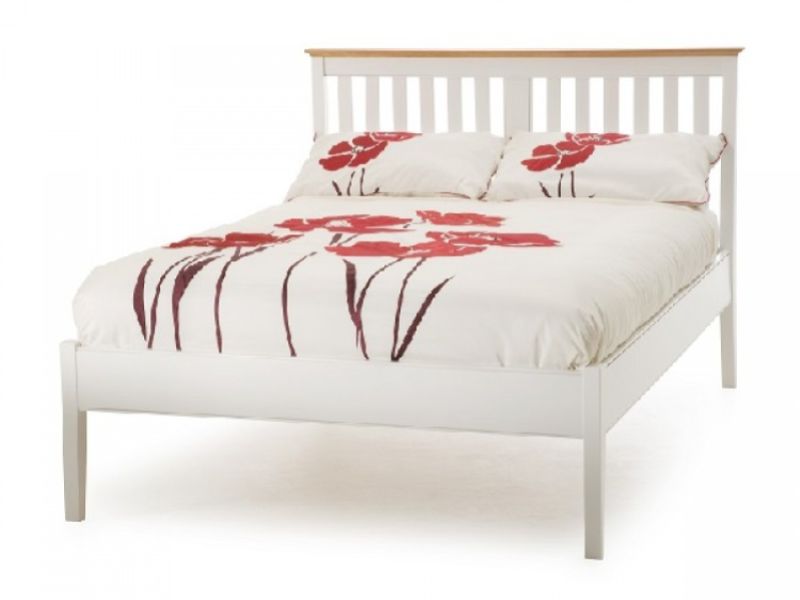 Serene Grace 4ft6 Double White Wooden Bed Frame with Low Foot End