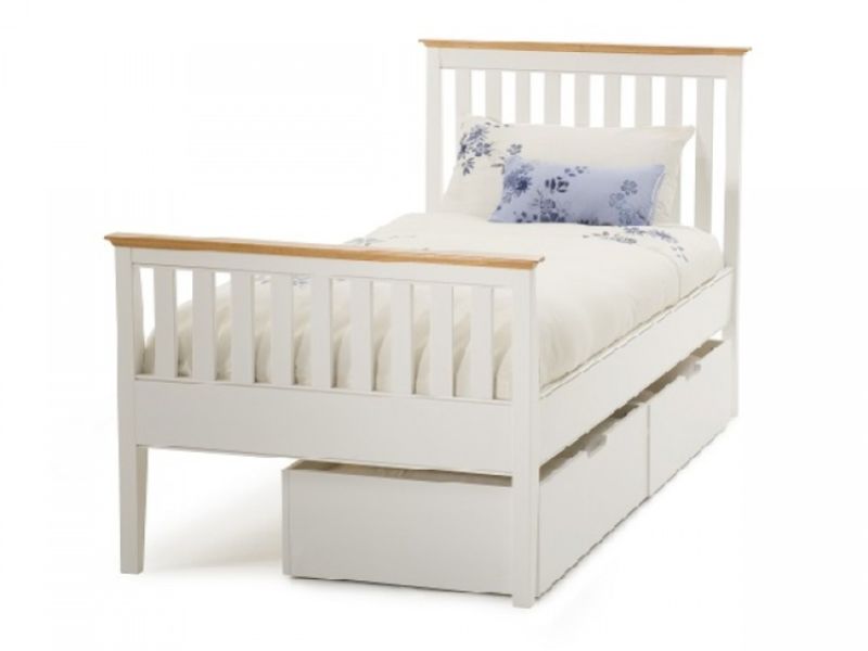 Serene Grace 3ft Single White Wooden Bed Frame with High Foot End