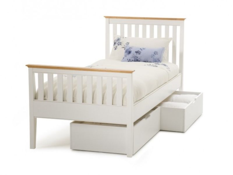 Serene Grace 3ft Single White Wooden Bed Frame with High Foot End
