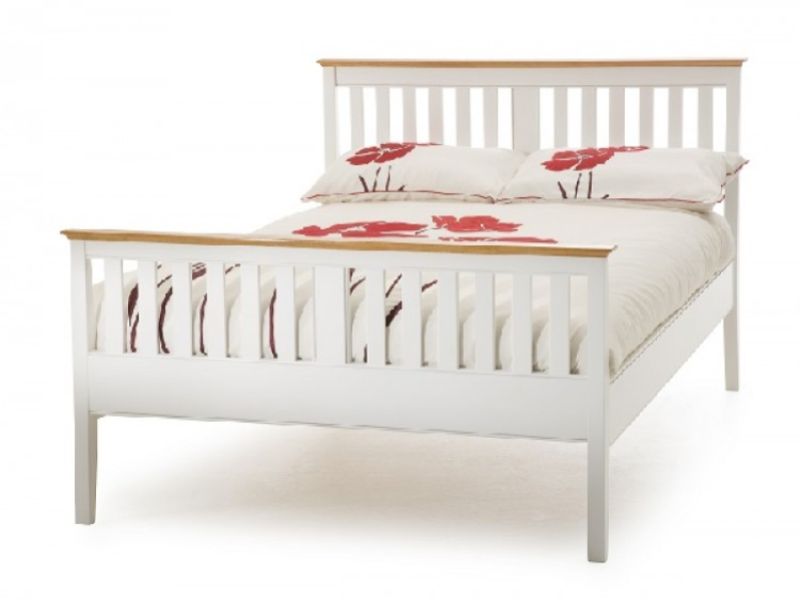 Serene Grace 5ft King Size White Wooden Bed Frame with High Foot End
