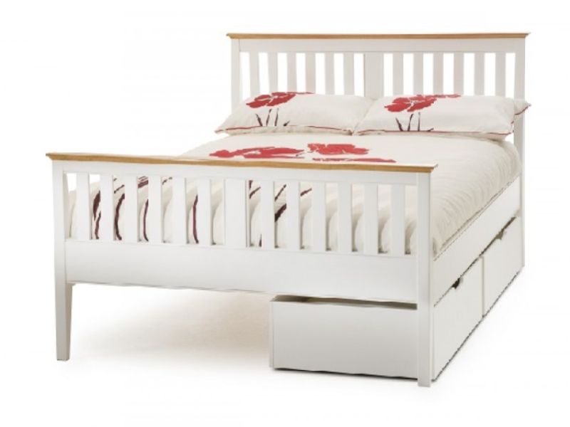 Serene Grace 5ft King Size White Wooden Bed Frame with High Foot End