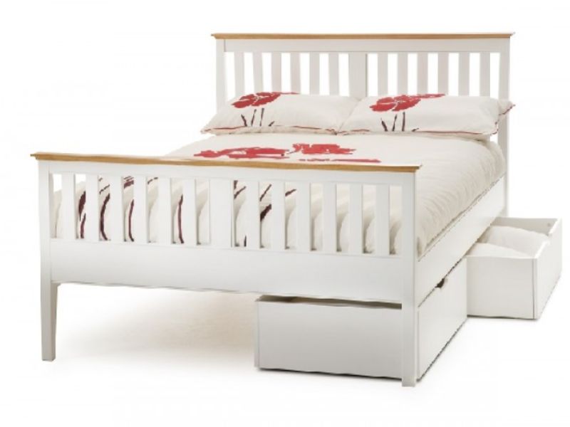 Serene Grace 5ft King Size White Wooden Bed Frame with High Foot End
