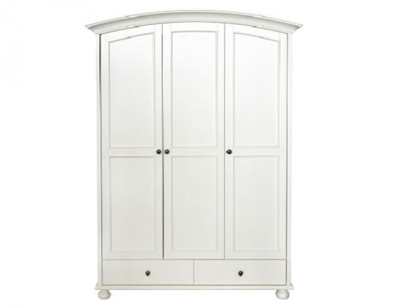 GFW Versailles 3 Door 2 Drawer White Wardrobe