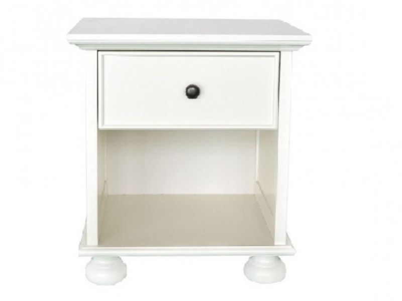 GFW Versailles 1 Drawer White Bedside Cabinet