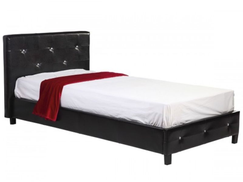 GFW Crystal 3ft Single Black Faux Leather Bed Frame