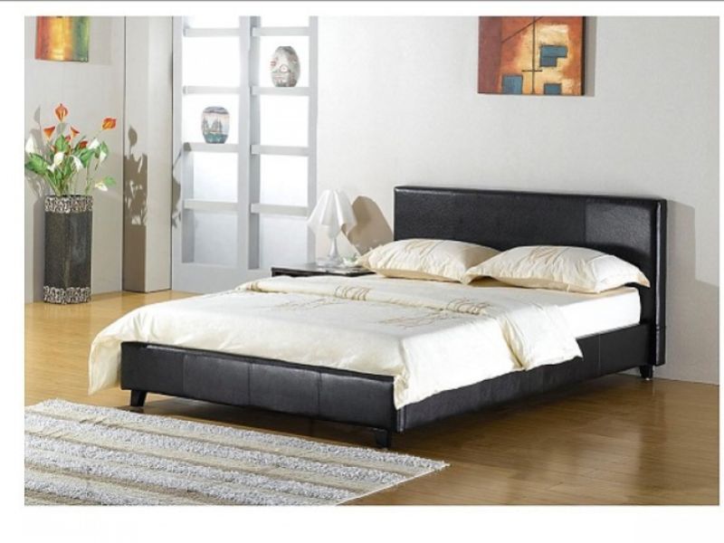 GFW Maine 3ft Single Black Faux Leather Bed Frame