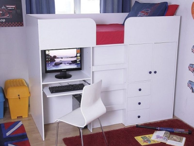 GFW Galaxy White Wooden Mid Sleeper Bed