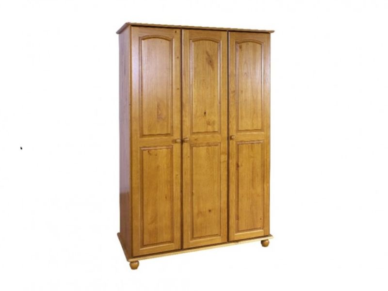 GFW Hampshire 3 Door Solid Honey Pine Wardrobe
