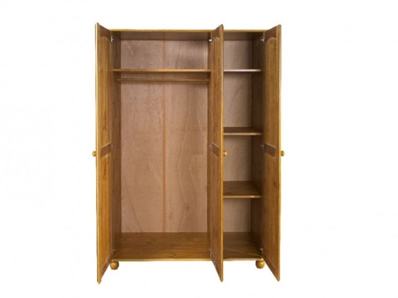 GFW Hampshire 3 Door Solid Honey Pine Wardrobe