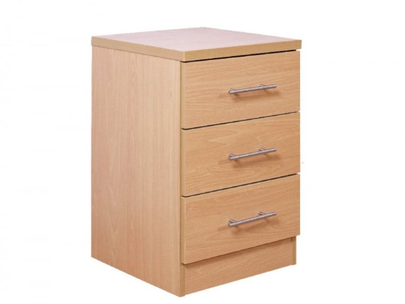 GFW Las Vegas 3 Drawer Beech Bedside