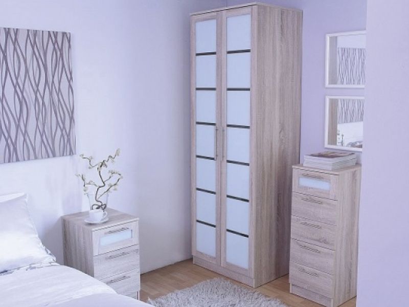 GFW Vancouver 2 Door Sonoma Limed Oak Wardrobe