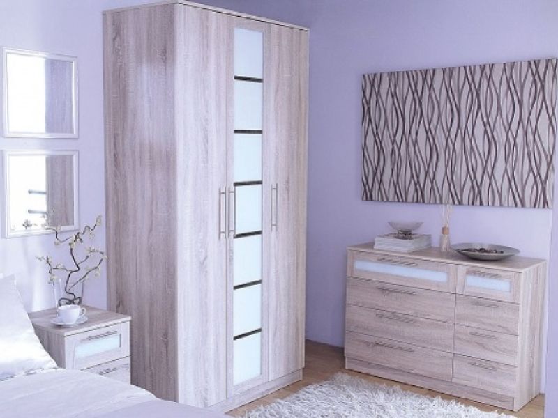 GFW Vancouver 3 Door Sonoma Limed Oak Wardrobe