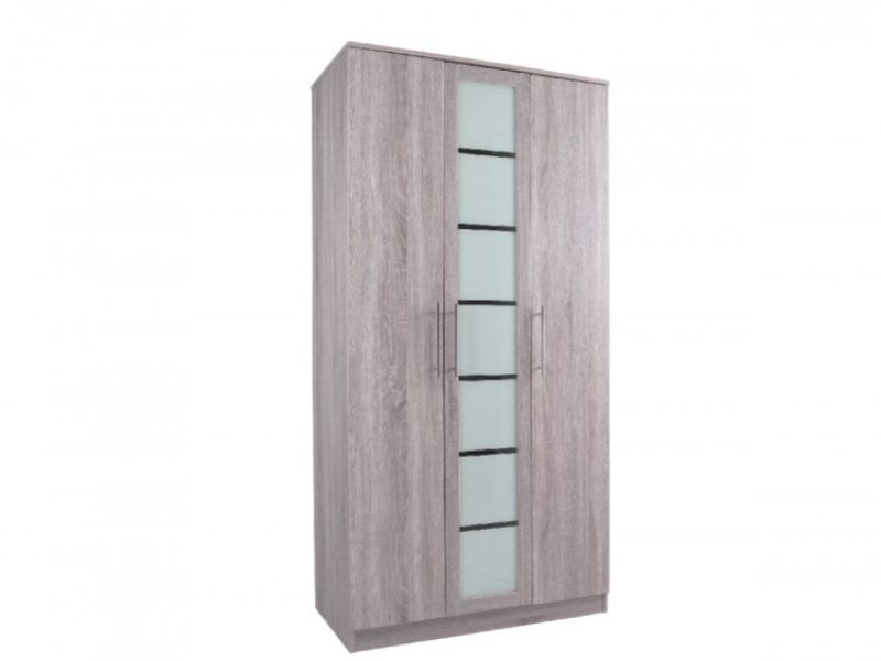 GFW Vancouver 3 Door Sonoma Limed Oak Wardrobe