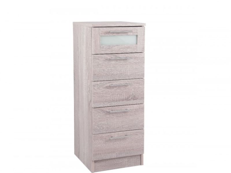 GFW Vancouver Sonoma Limed Oak 5 Drawer Tall Chest