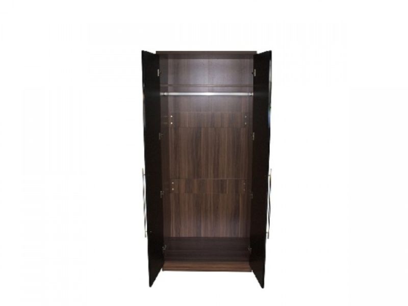 GFW Modular 2 Door Walnut And Black Gloss Wardrobe With Mirror