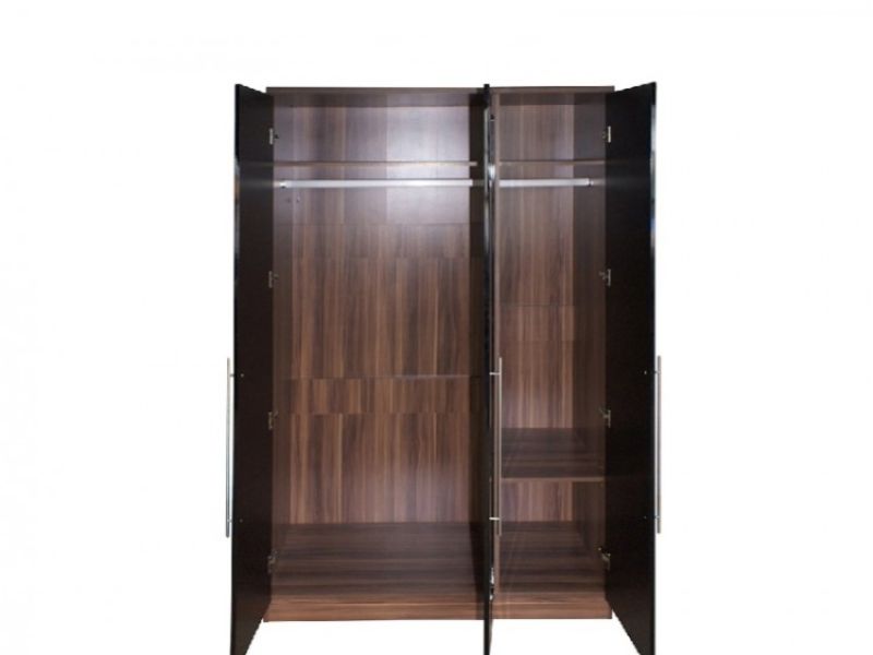 GFW Modular 3 Door Walnut And Black Gloss Wardrobe With Mirror