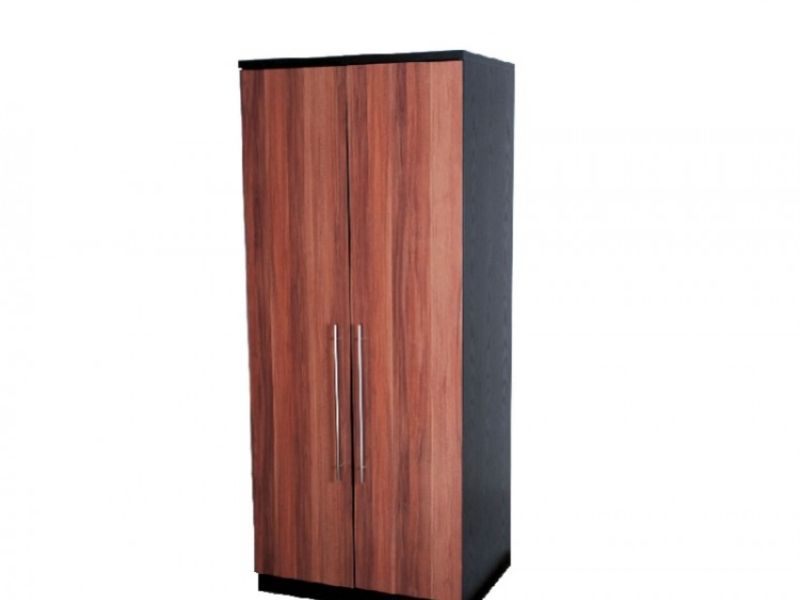 GFW Wyoming 2 Door Walnut Gloss And Black Wardrobe