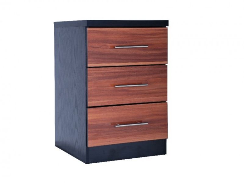 GFW Wyoming Walnut Gloss And Black Bedside