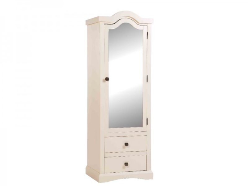 Core Quebec Mirror Door 2 Drawer Cream Wardrobe
