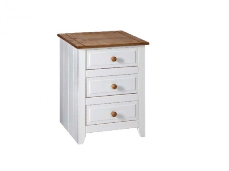 Core Capri 3 Drawer White Bedside