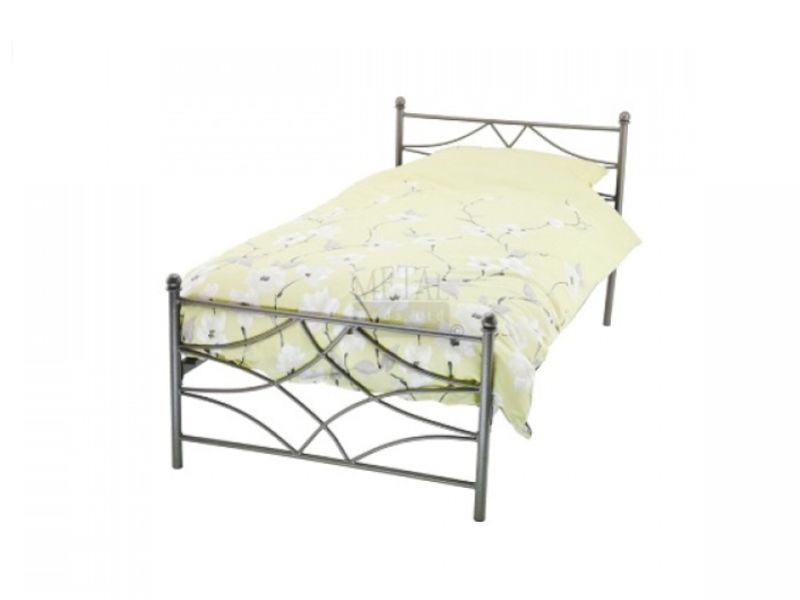 Metal Beds Nippon 3ft (90cm) Single Graphite Grey Metal Bed Frame