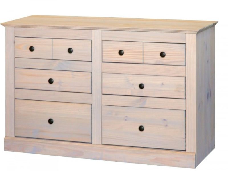 Core Pembroke Sandwash Effect Pine 3 + 3 Drawer Wide Chest