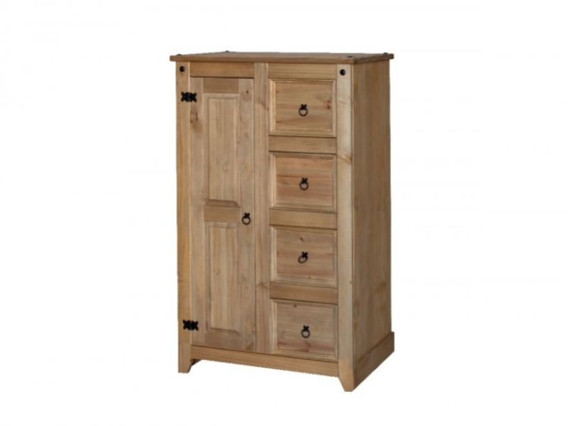 Core Mexican Pine 1 Door 4 Drawer Tallboy Wardrobe