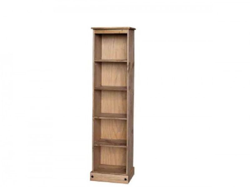 Core Corona Pine Tall Narrow Bookcase, Tall Shallow Bookcase With Doors
