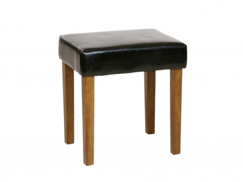 Medium Core Products Stool in Black Faux Leather Med Wood Leg 