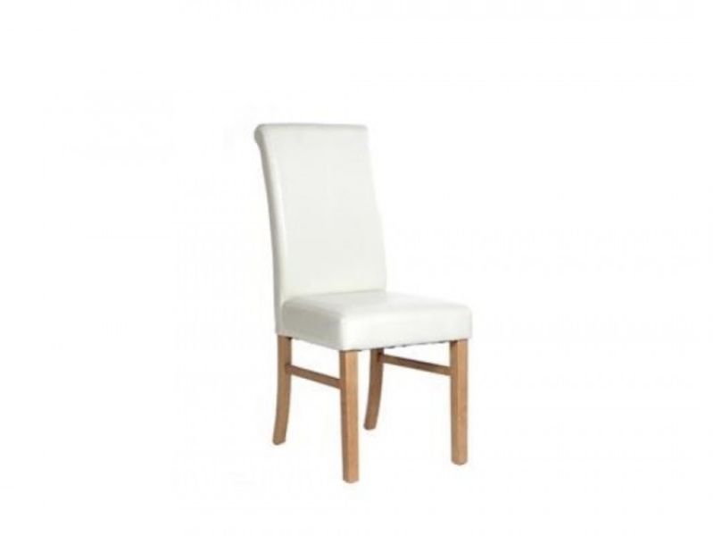 Core Kendal Pair Of Cream Faux Leather Dining Chairs