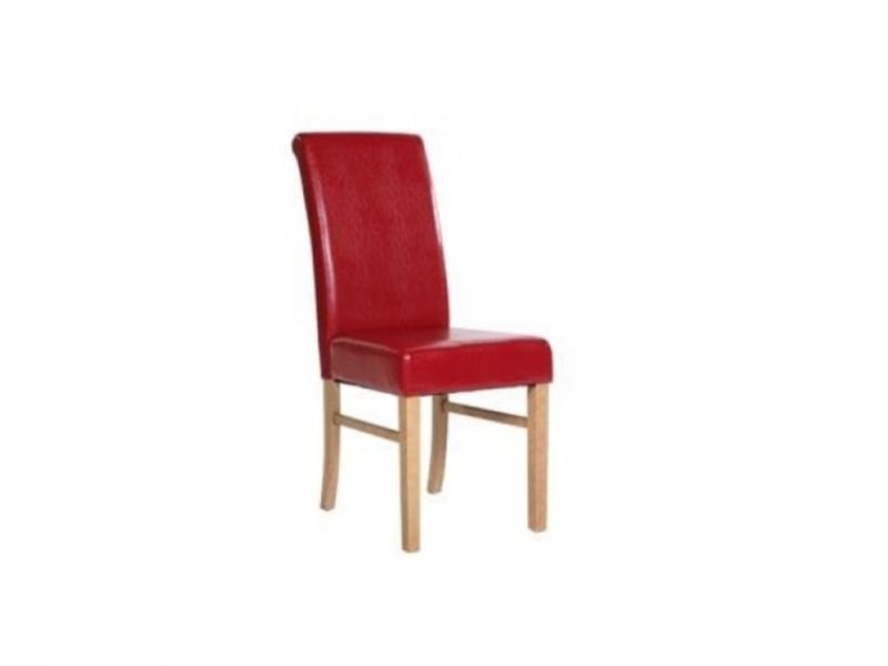 Core Kendal Pair Of Red Faux Leather Dining Chairs