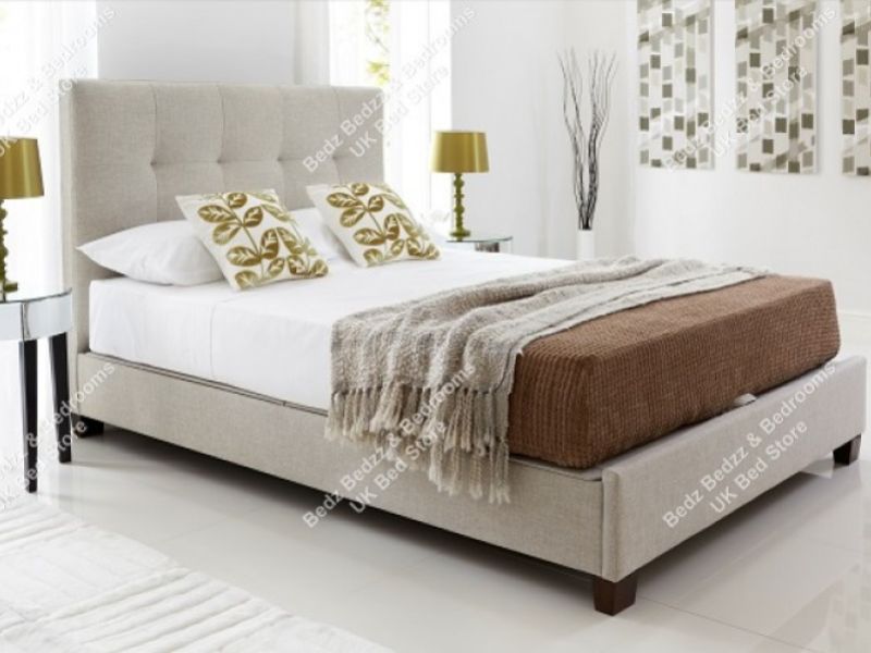 Kaydian Walkworth 5ft Kingsize Oatmeal Fabric Ottoman Storage Bed