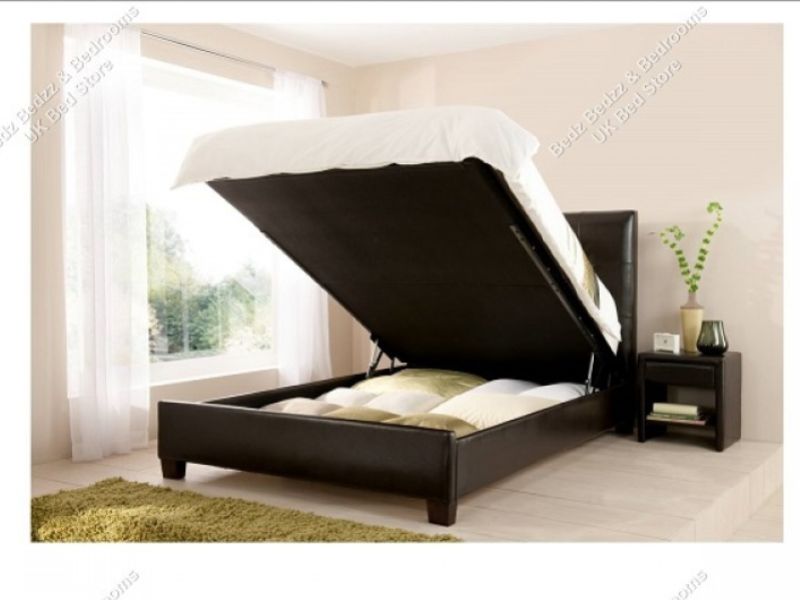 Kaydian Walkworth 5ft Kingsize Brown Leather Ottoman Storage Bed