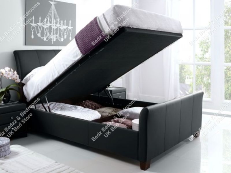 Kaydian Allendale 4ft6 Double Black Leather Ottoman Storage Bed