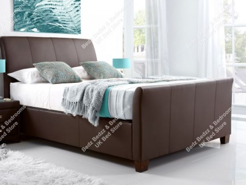 Kaydian Allendale 5ft Kingsize Brown Leather Ottoman Storage Bed