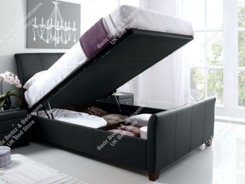 Kaydian Allendale 6ft Super Kingsize, King Size Leather Sleigh Bed With Storage