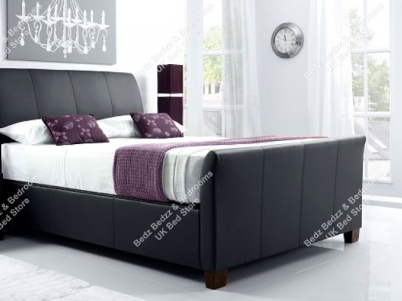 Kaydian Allendale 6ft Super Kingsize Black Leather Ottoman Storage Bed