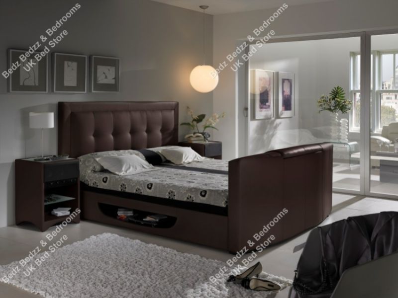 Kaydian Bowburn 4ft6 Double Brown Leather TV Bed