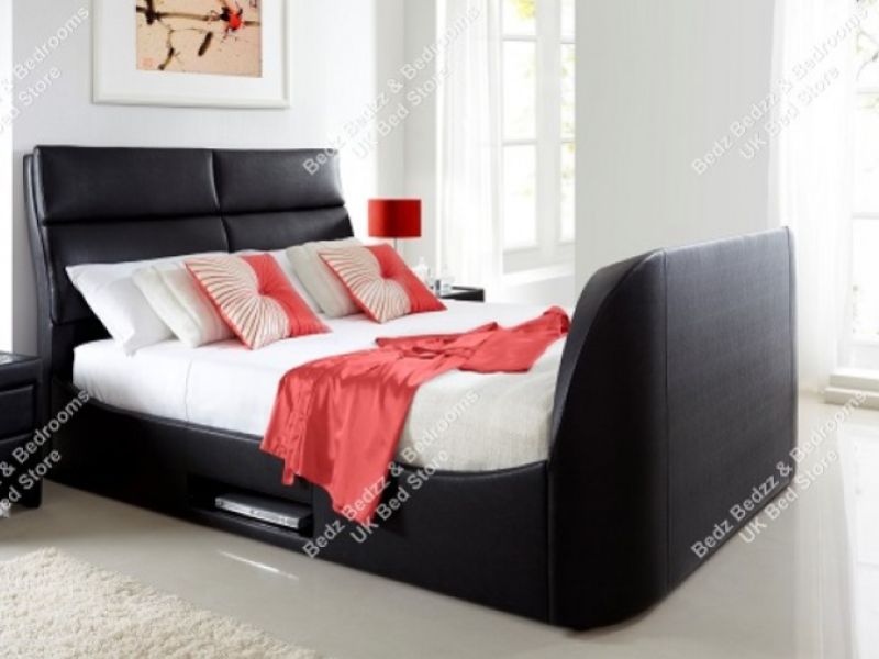 Kaydian Wynn 4ft6 Double Black Leather TV Bed