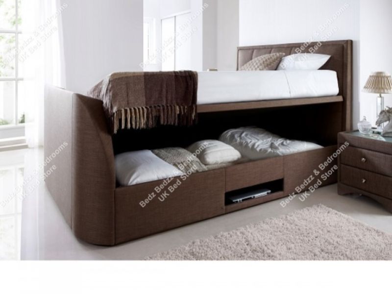 Kaydian Windermere 5ft Kingsize Cappucino Fabric TV Ottoman Bed