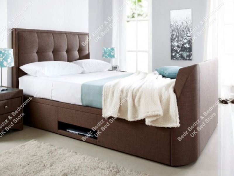 Kaydian Windermere 5ft Kingsize Cappucino Fabric TV Ottoman Bed