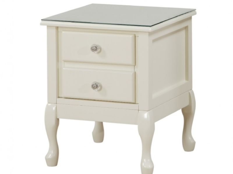 GFW Loire 2 Drawer Ivory Nightstand Bedside
