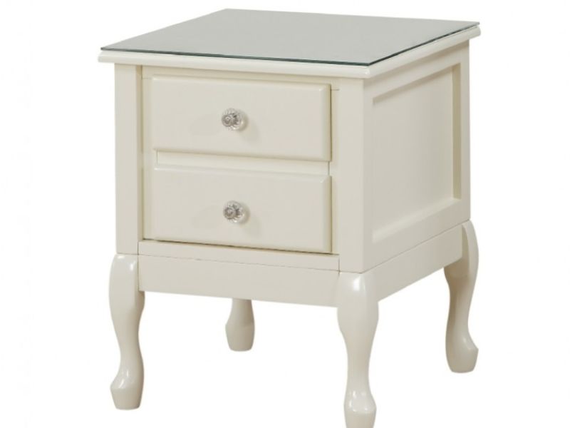 GFW Loire 2 Drawer Ivory Nightstand Bedside